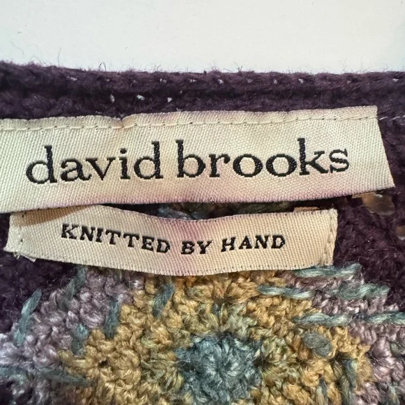 Granny Square Cardigan Boho Multicolor Hand Knit Button Front Sweater M - Picture 6 of 7